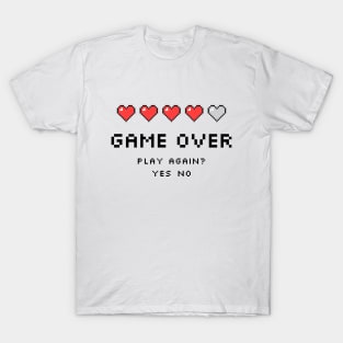 Game Over Hearts - Pixel Art T-Shirt